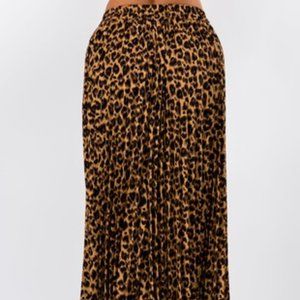 Pleated Animal Print Maxi Skirt